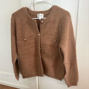 Line & Dot Brown Textured Lady Jacket Cardigan